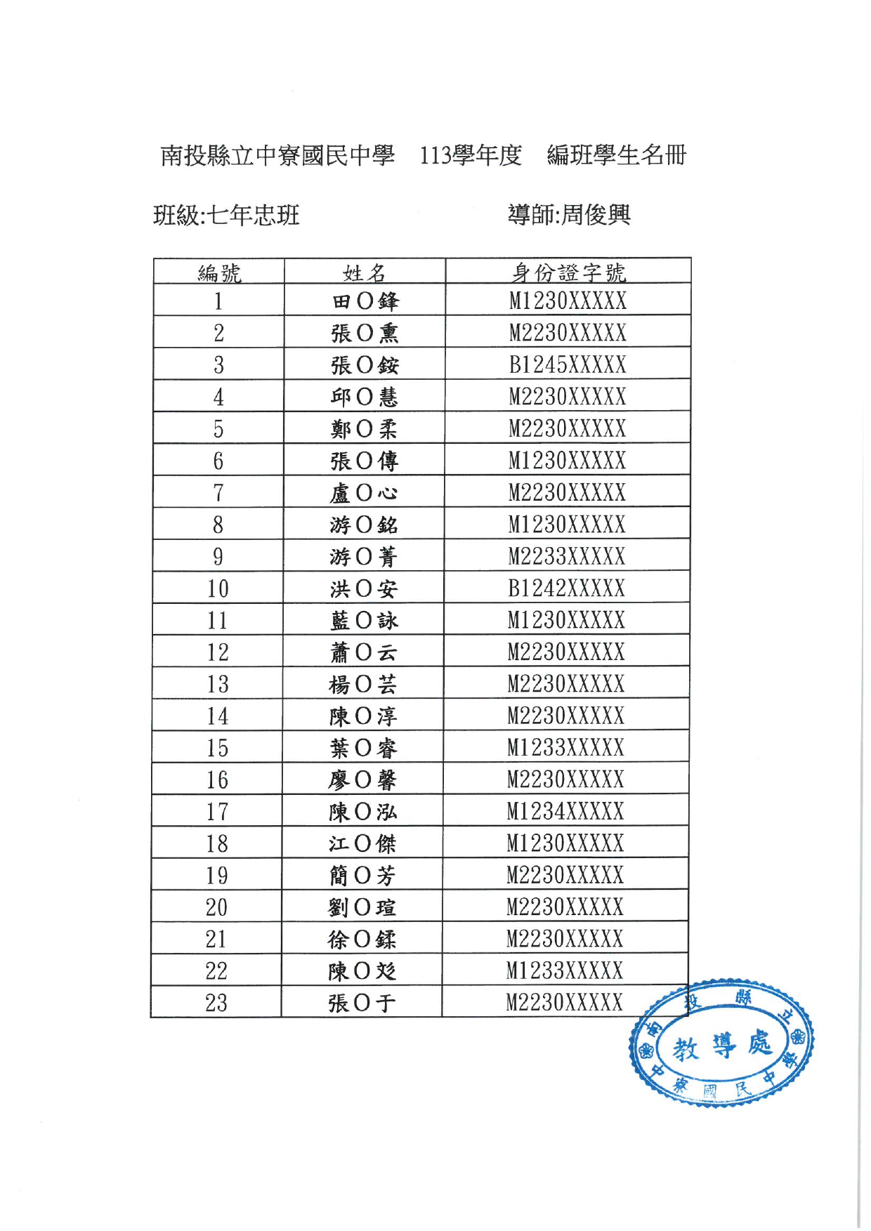 113年新生編班名冊